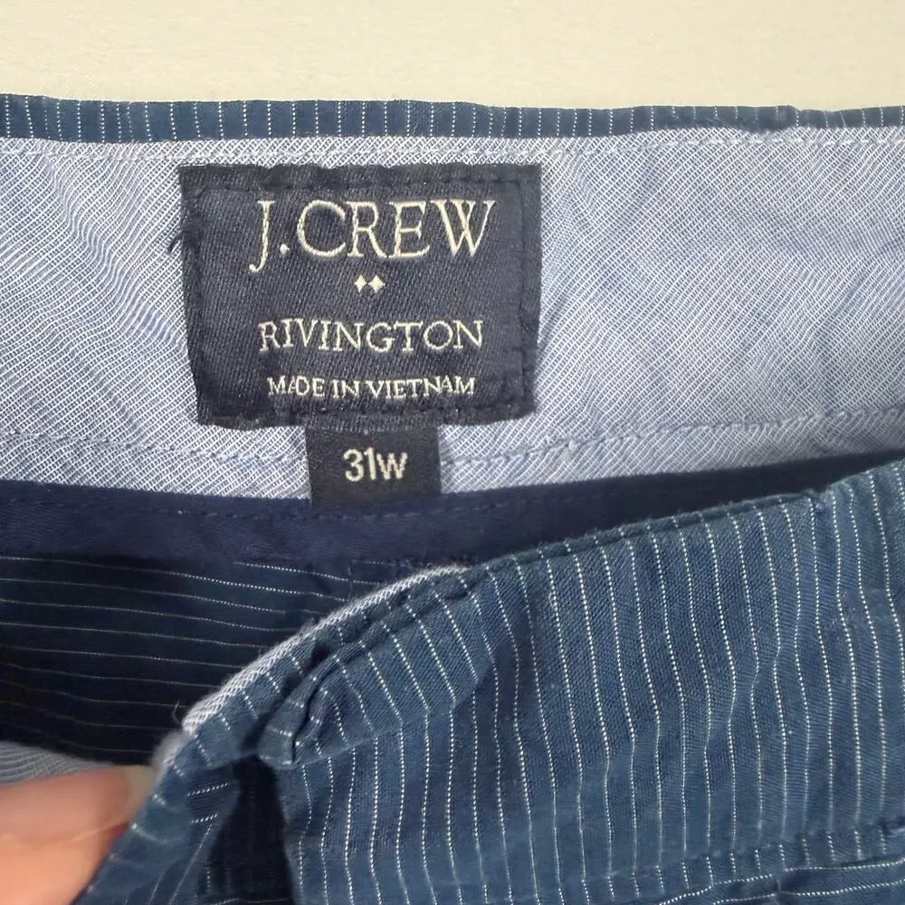 J.Crew Men’s 31 Rivington Chino Shorts 100% Cotton Striped Blue Preppy Classic